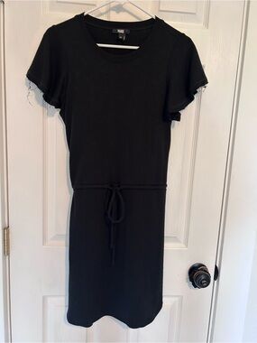 PAIGE Black Short-Sleeve Tie-Waist Mini Dress